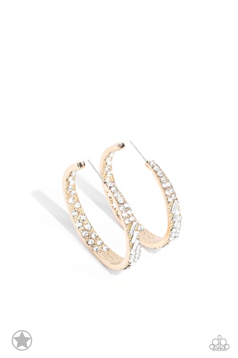[018] Gold Hoop Earrings with Crystals - GLITZY By Association