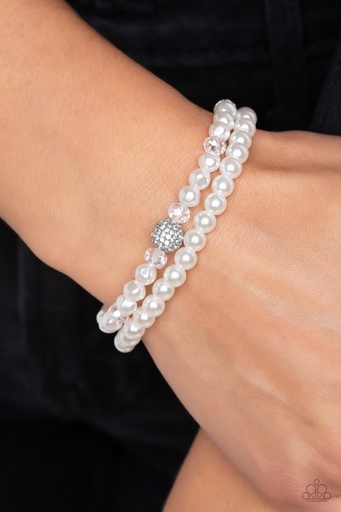 [503] Baroque Pearls Bracelet White with Crystals - Countess Cutie