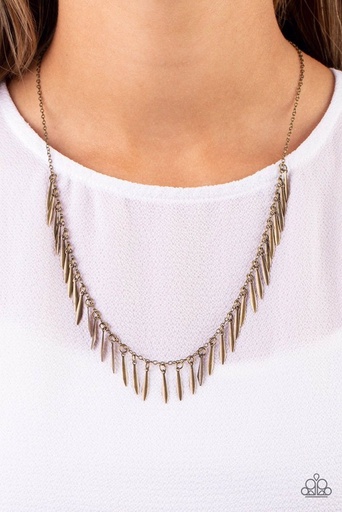 [537] Brass Fringe Necklace Dainty Chain - Striking Sheen