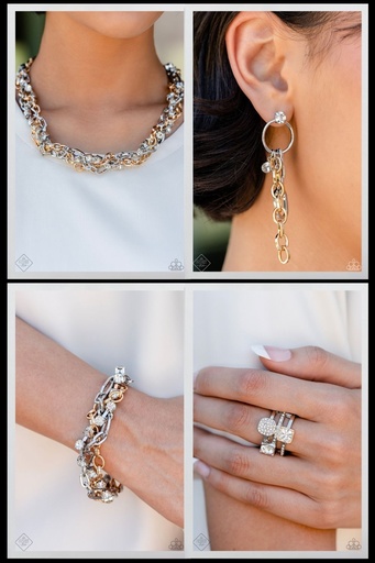 [320-MM] Multi Metal Chain Jewelry Set - Fashion Fix - Two-Toned