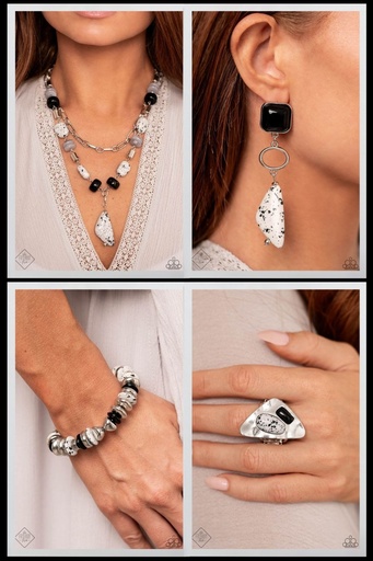 [335-SSF] Black Stone Jewelry Set with Beads - Fashion Fix - High-End