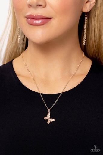[092-N-RG] Delicate Butterfly Necklace in Rose Gold - Midair Magic