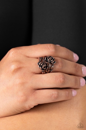 [545-R] Inspirational Flower Stretch Ring in Copper with Adjustable Ring Band  - Anything ROSE