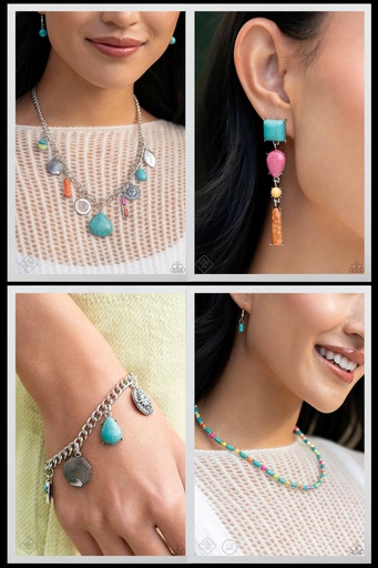 [553-SSF] Natural Stone Charm Jewelry Set Turquoise Earthy and Ocean Theme - Fashion Fix - Desert Ambiance