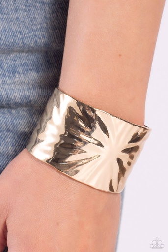 [555-B-GD] Wide Gold Cuff Bracelet - Ford Fusion