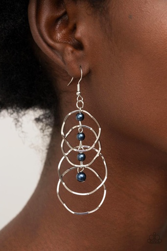 [576] Blue Pearl Dangle Earrings with Silver Loops - Pearl Palooza