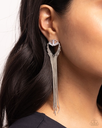 [593] Statement Long Post Earrings with Crystal Fringe - Elongated Effervescence