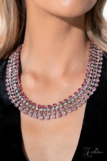 [594] Layered Pink Crystal Elegant Statement Zi Necklace - Flirtatious